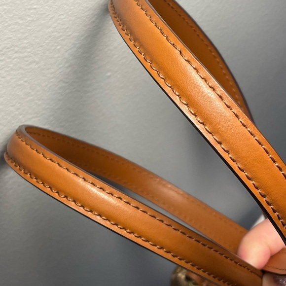 Lauren Ralph Lauren Leather Crossbody Bag Metallic Gold Purse Preppy - Picture 4 of 12